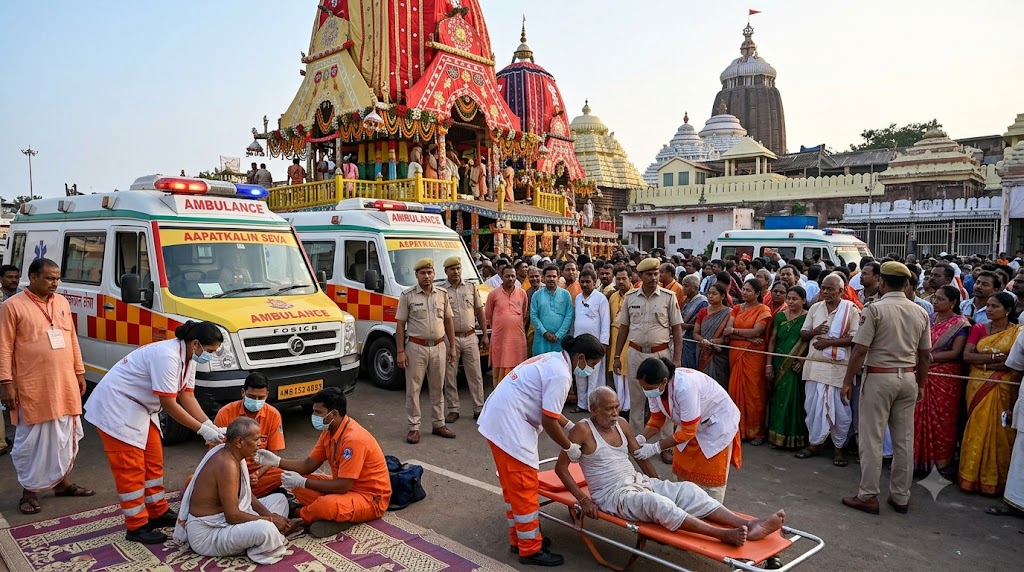 पुरी रथ यात्रा के दौरान हादसे के बाद राहत और बचाव कार्य